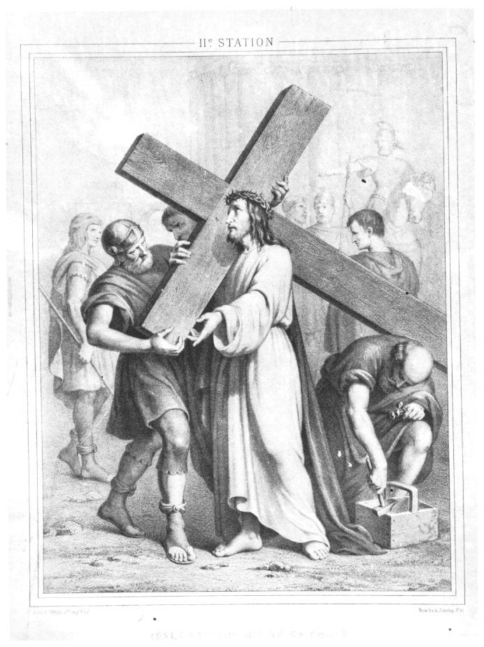 Stazione II: Gesù caricato della croce (stampa) - ambito veneto (sec. XIX)