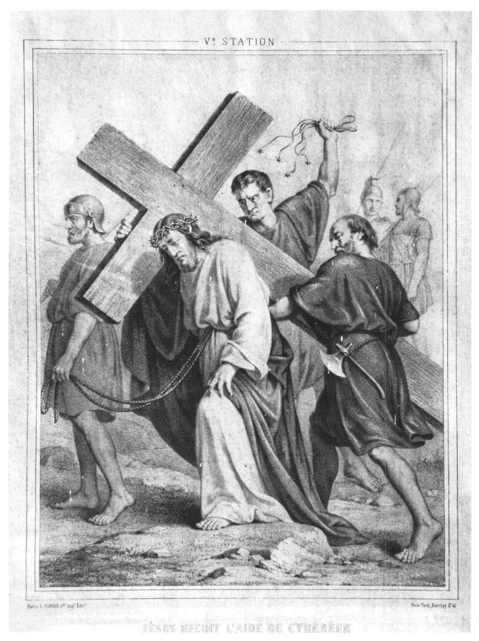 Stazione V: Gesù aiutato dal Cireneo (stampa) - ambito veneto (sec. XIX)