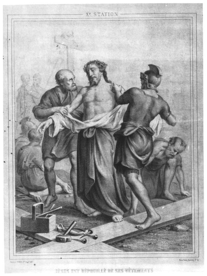 Stazione X: Gesù spogliato e abbeverato di fiele (stampa) - ambito veneto (sec. XIX)