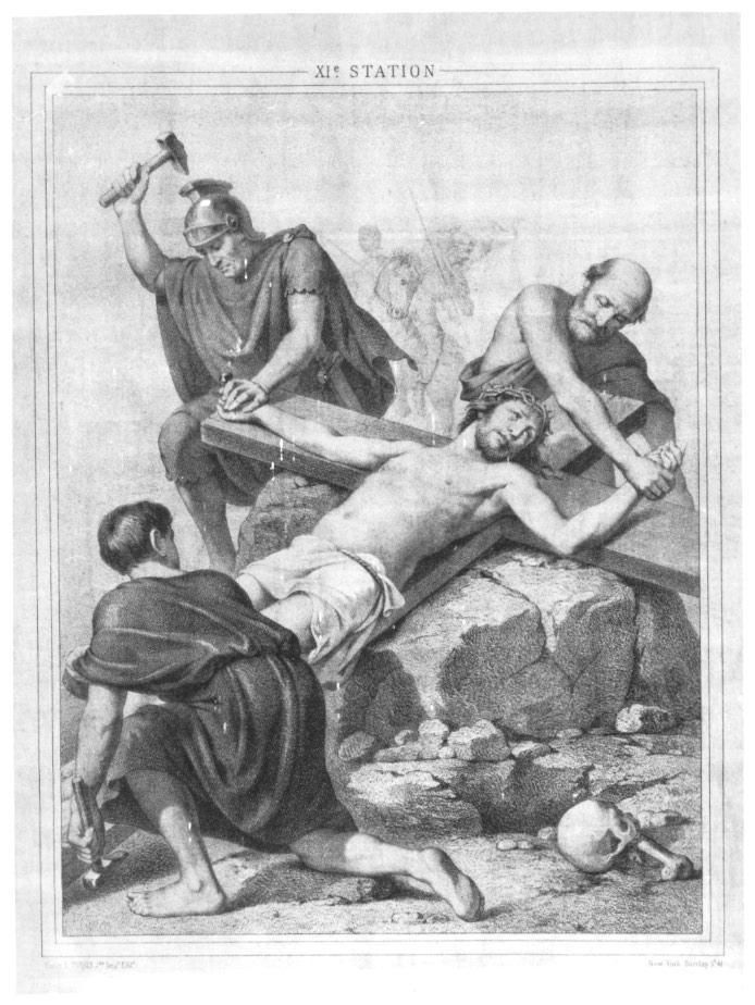Stazione XI: Gesù inchiodato in croce (stampa) - ambito veneto (sec. XIX)