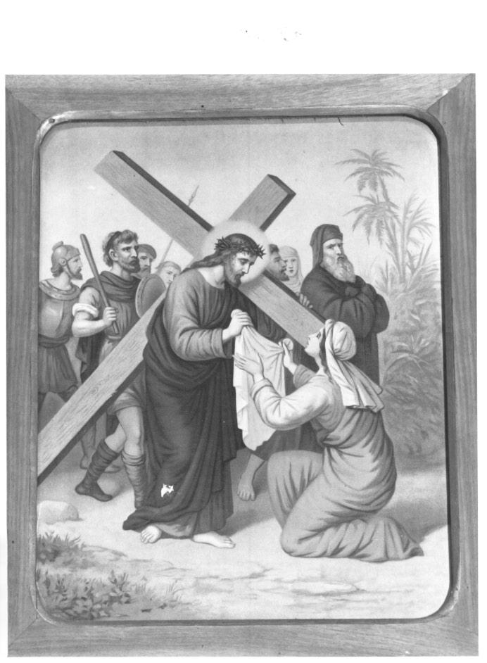 stazione VI: Gesù asciugato dalla Veronica (stampa a colori, elemento d'insieme) - ambito veneto (inizio sec. XX)
