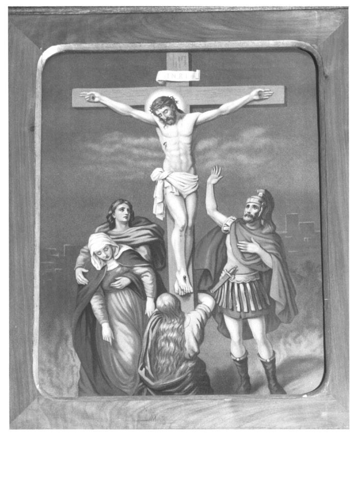 stazione XII: Gesù innalzato e morto in croce (stampa a colori, elemento d'insieme) - ambito veneto (inizio sec. XX)