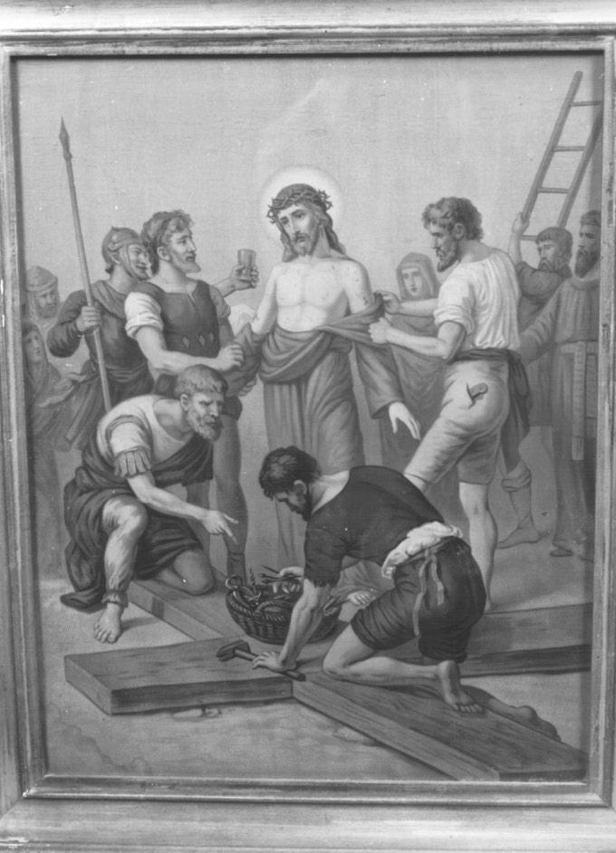 stazione X: Gesù spogliato e abbeverato di fiele (stampa a colori) - ambito veneto (sec. XX)