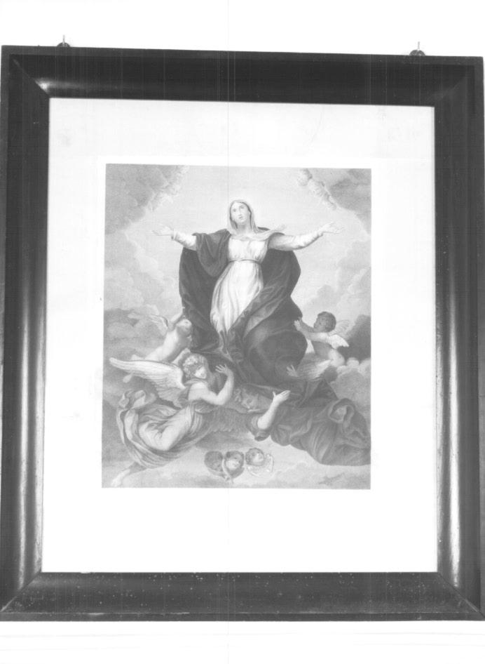 Madonna Assunta con angeli (stampa colorata a mano) - ambito veneto (sec. XIX)