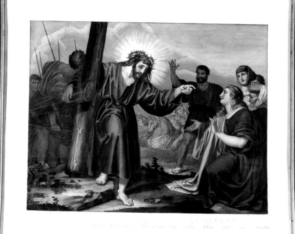 stazione VIII: Gesù consola le donne di Gerusalemme (stampa a colori) - ambito veneto (sec. XIX)