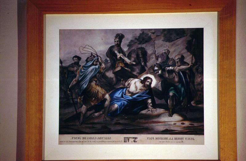 stazione VII: Gesù cade sotto la croce la seconda volta (stampa) - ambito francese (sec. XIX)