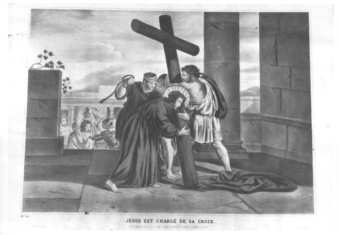 stazione II: Gesù caricato della croce (stampa) - ambito francese (prima metà sec. XIX)