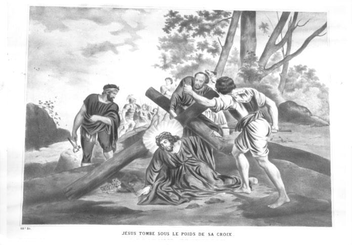 stazione III: Gesù cade sotto la croce la prima volta (stampa) - ambito francese (prima metà sec. XIX)