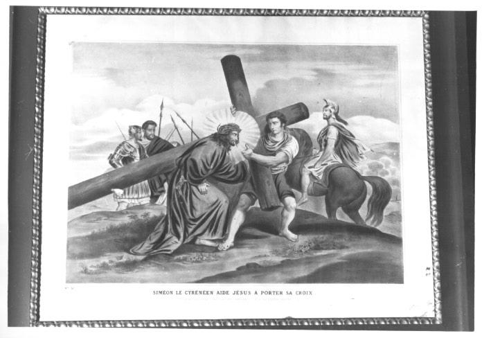 stazione V: Gesù aiutato dal Cireneo a portare la croce (stampa) - ambito francese (prima metà sec. XIX)
