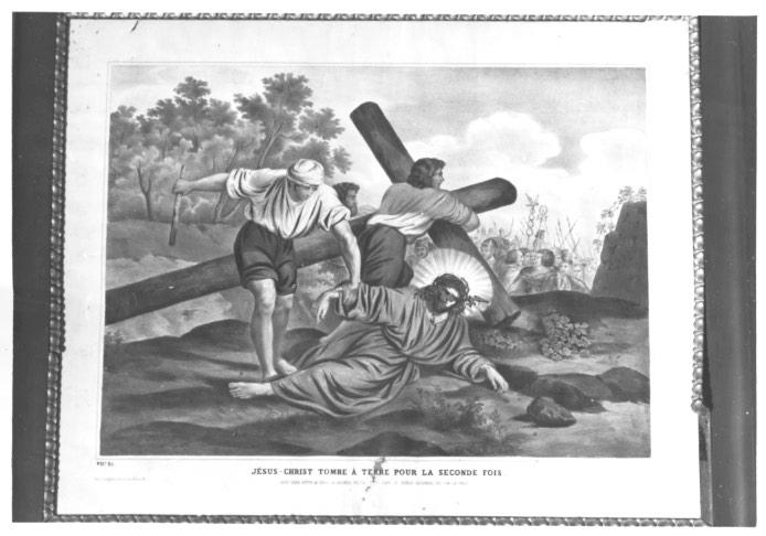 stazione VII: Gesù cade sotto la croce la seconda volta (stampa) - ambito francese (prima metà sec. XIX)