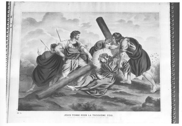 stazione IX: Gesù cade sotto la croce la terza volta (stampa) - ambito francese (prima metà sec. XIX)