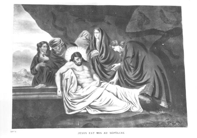 stazione XIV: Gesù deposto nel sepolcro (stampa) - ambito francese (prima metà sec. XIX)