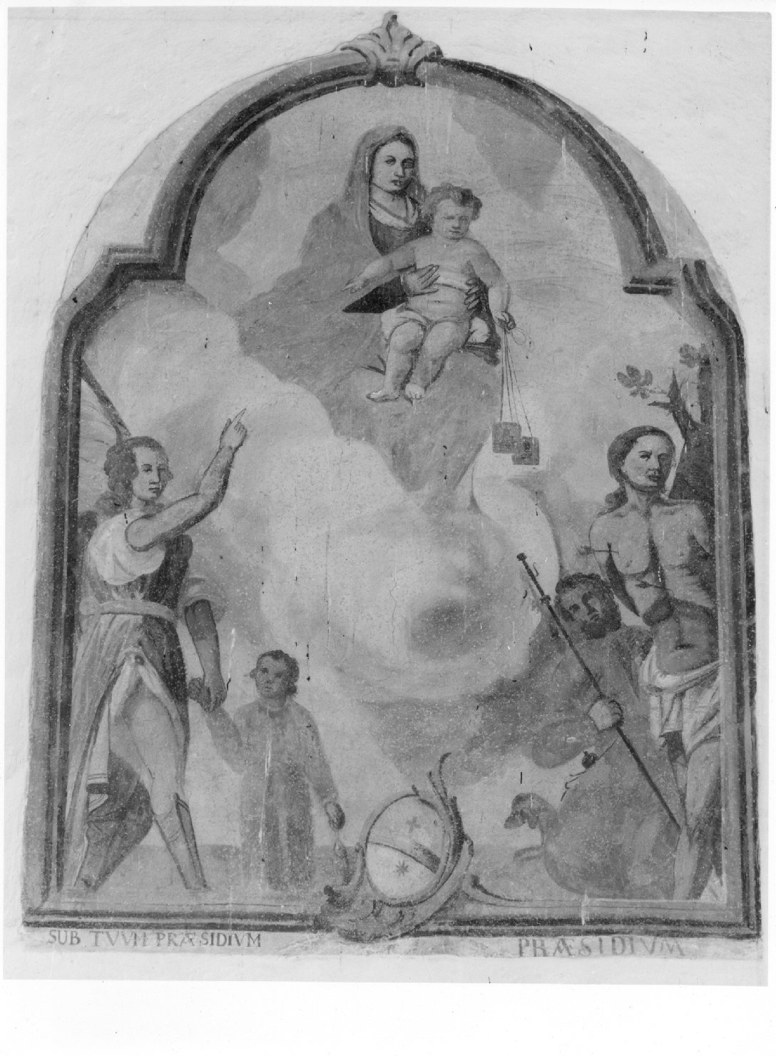 Madonna del Carmelo con San Rocco San Sebastiano e stemma gentilizio (dipinto) - ambito bellunese (fine sec. XVIII)