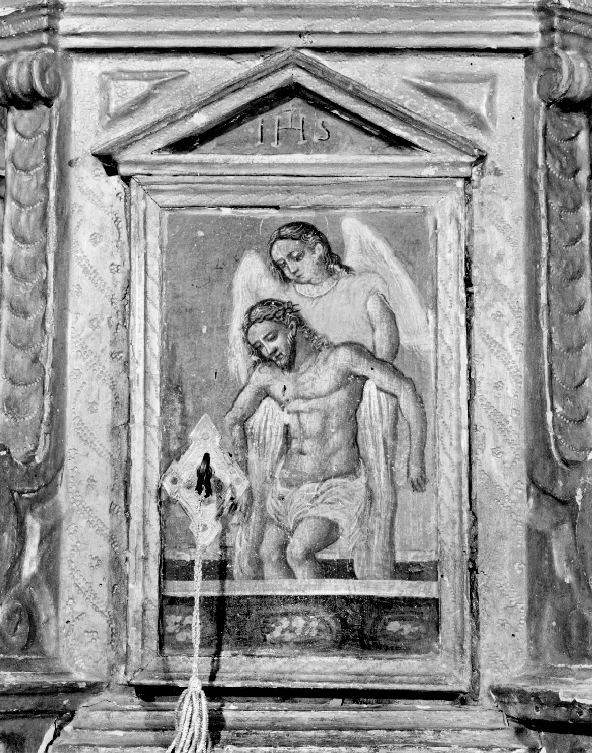 Cristo in pietà e angelo (dipinto) - ambito veneto (prima metà sec. XVIII)