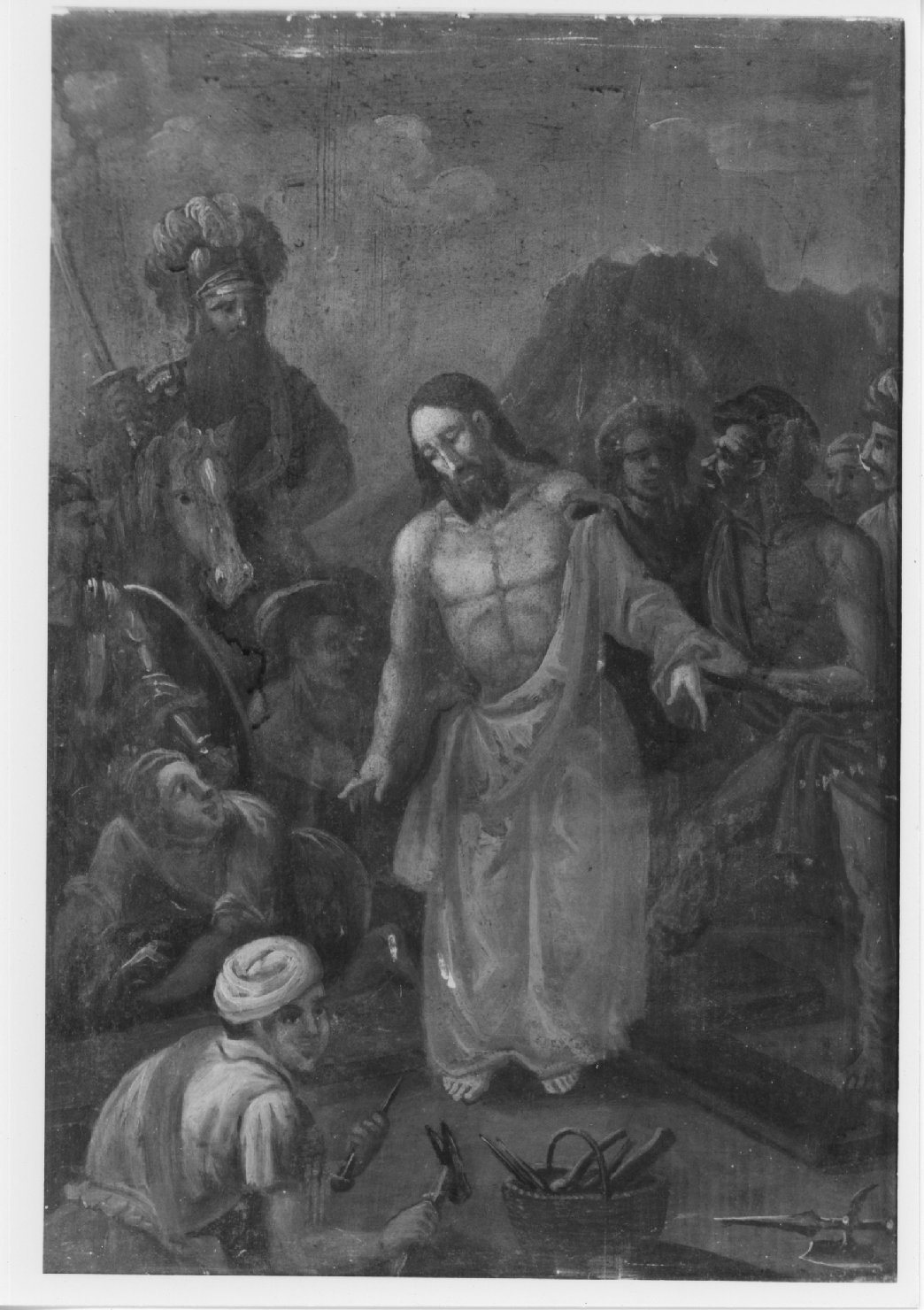 stazione X: Gesù spogliato e abbeverato di fiele (dipinto) - ambito italiano (secc. XVII/ XVIII)