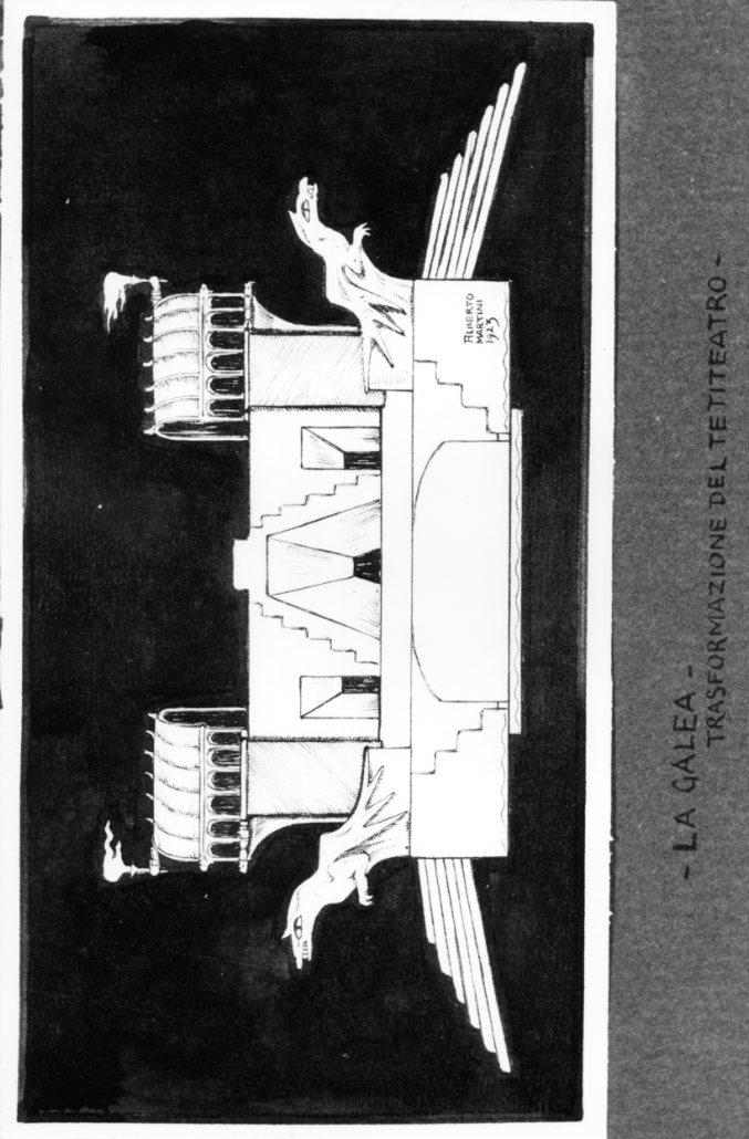La galea, allestimento scenografico teatrale (disegno) di Martini Alberto (sec. XX)