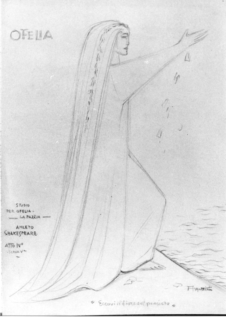 Ofelia (disegno) di Martini Alberto (sec. XX)