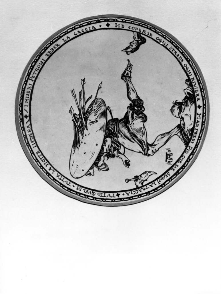 Fuggiaschi bolognesi, soldato che fugge (disegno) di Martini Alberto (sec. XX)