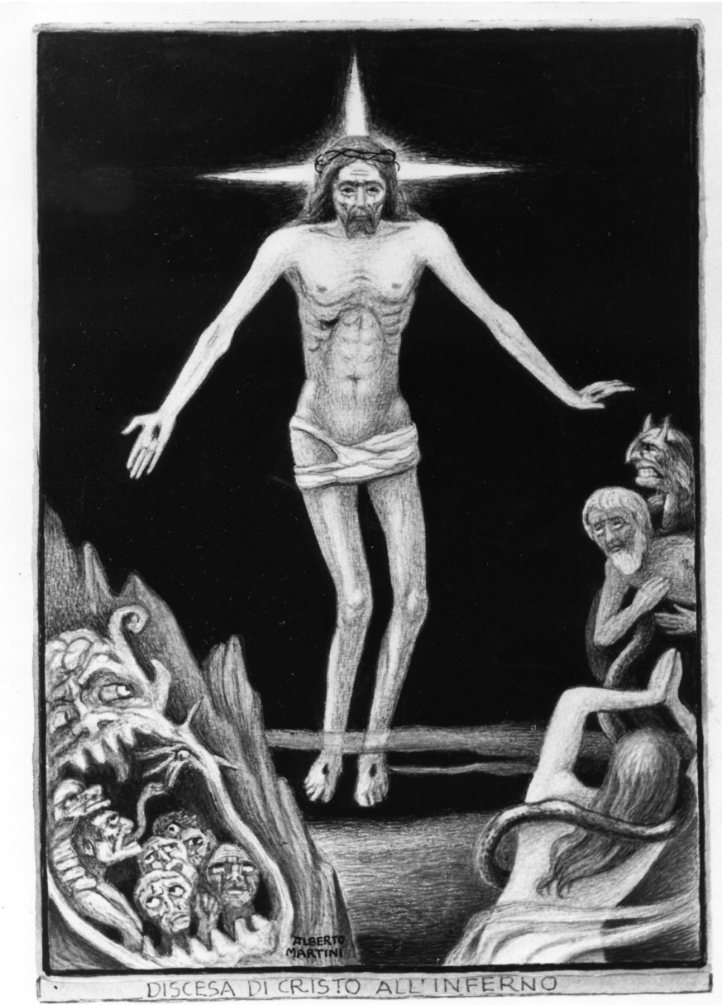 Discesa di Cristo all'Inferno, disesa di cristo al Limbo (disegno) di Martini Alberto (sec. XX)