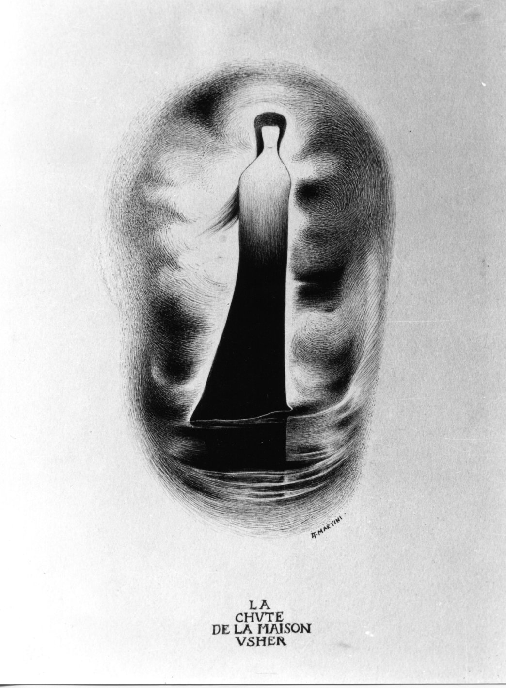 La chute de la maison Usher, fantasma di lady Madeleine Usher (disegno) di Martini Alberto (sec. XX)