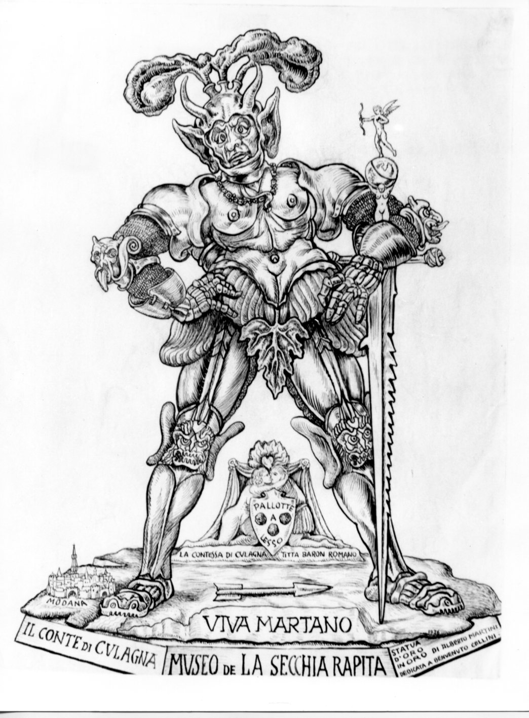 Viva Martano, statua del conte di Culagna (disegno) di Martini Alberto (sec. XX)