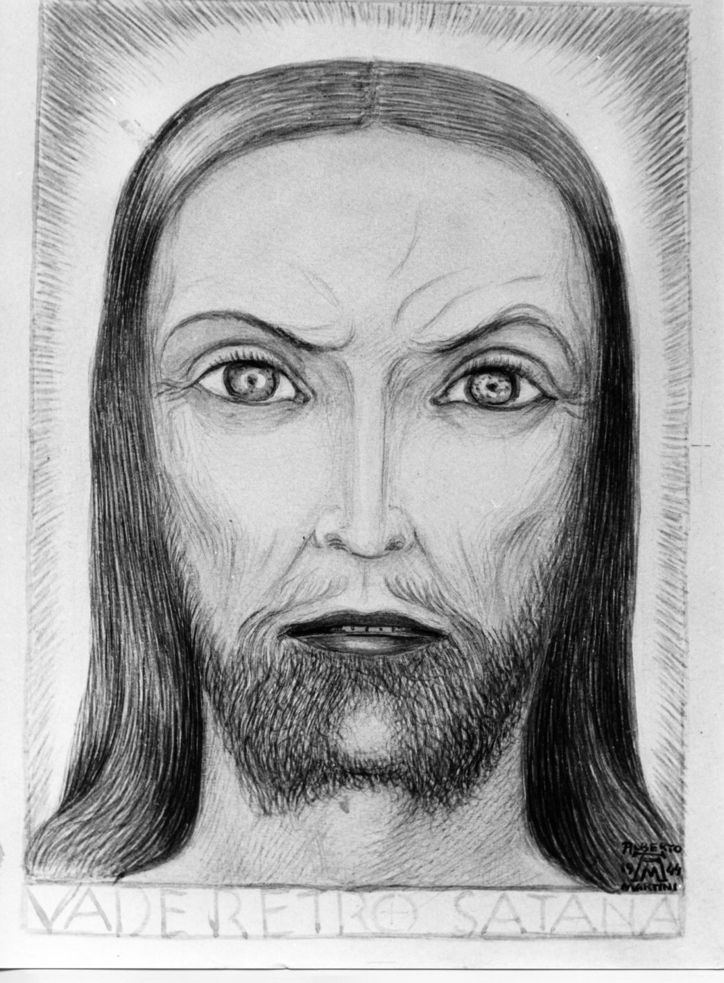 Vade retro Satana, Cristo (disegno) di Martini Alberto (sec. XX)