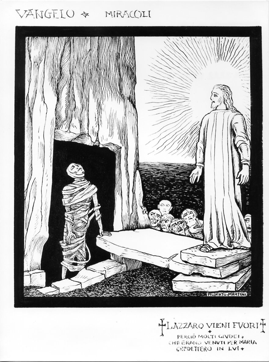 Resurrezione di Lazzaro, resurrezione di Lazzaro (disegno) di Martini Alberto (sec. XX)