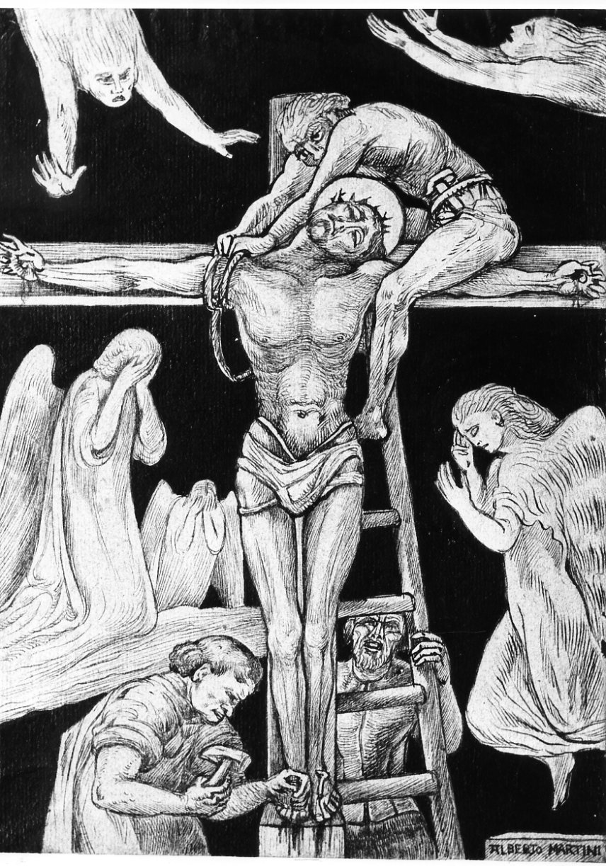 Tutto è compiuto, resurrezione dei santi (disegno) di Martini Alberto (sec. XX)