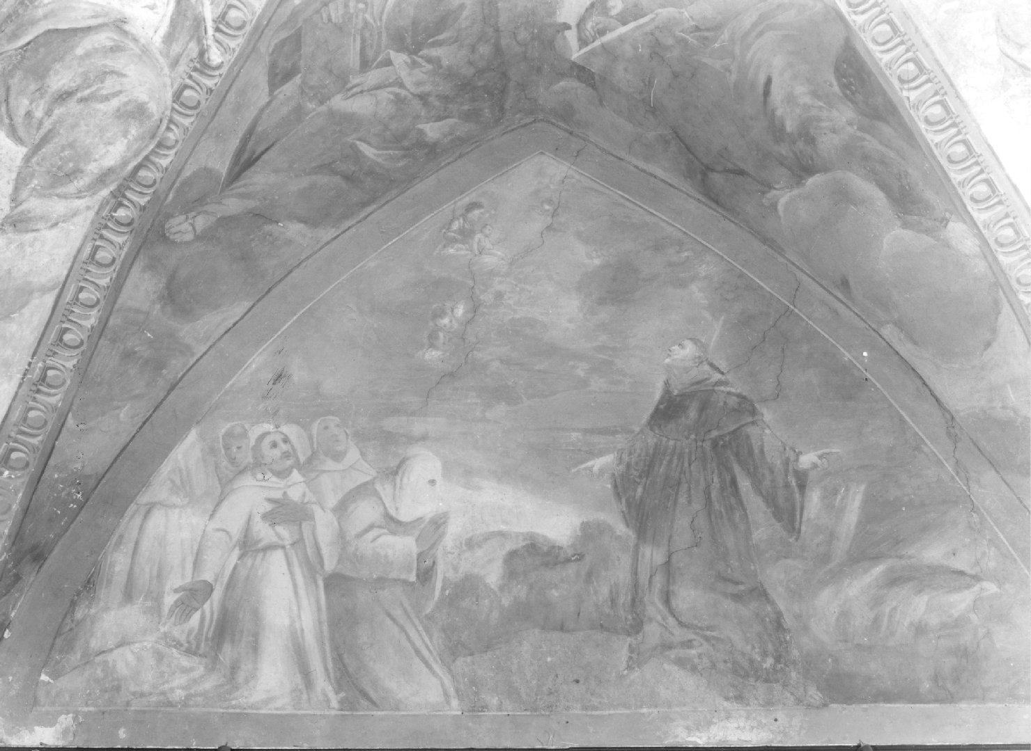 apparizione della Madonna con Gesù Bambino ai confratelli della scuola di S. Maria dei Battuti (dipinto) - ambito veneto (sec. XVII)