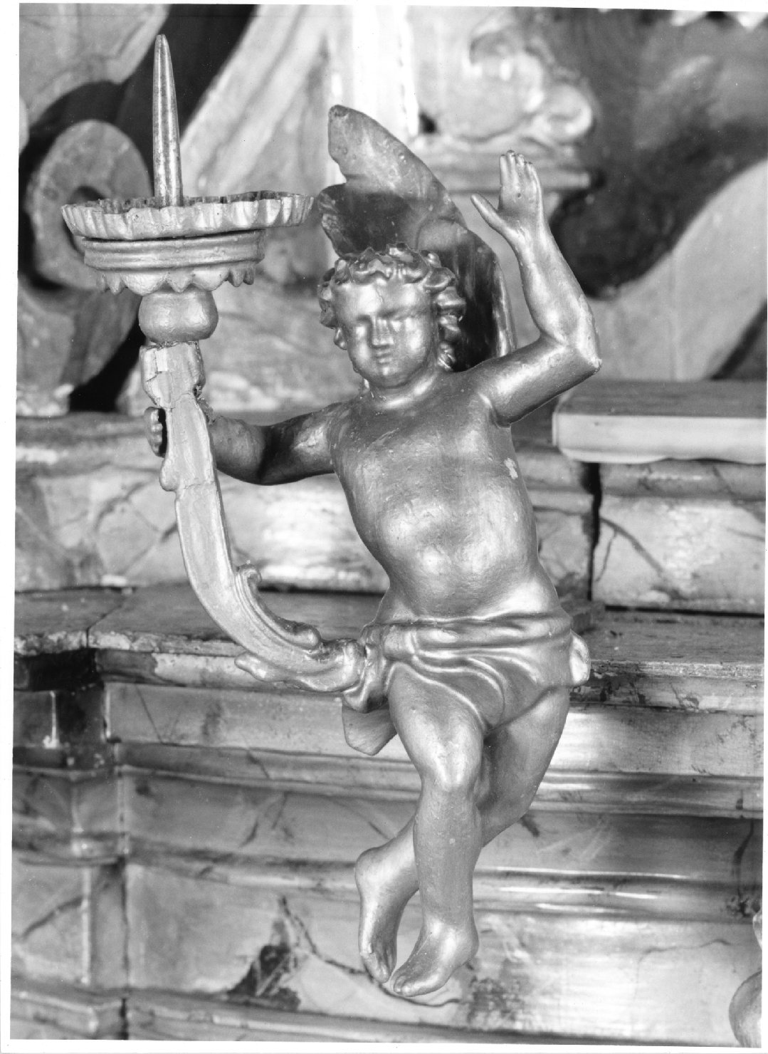 angelo reggicandelabro (scultura) - ambito veneto (prima metà sec. XVIII)