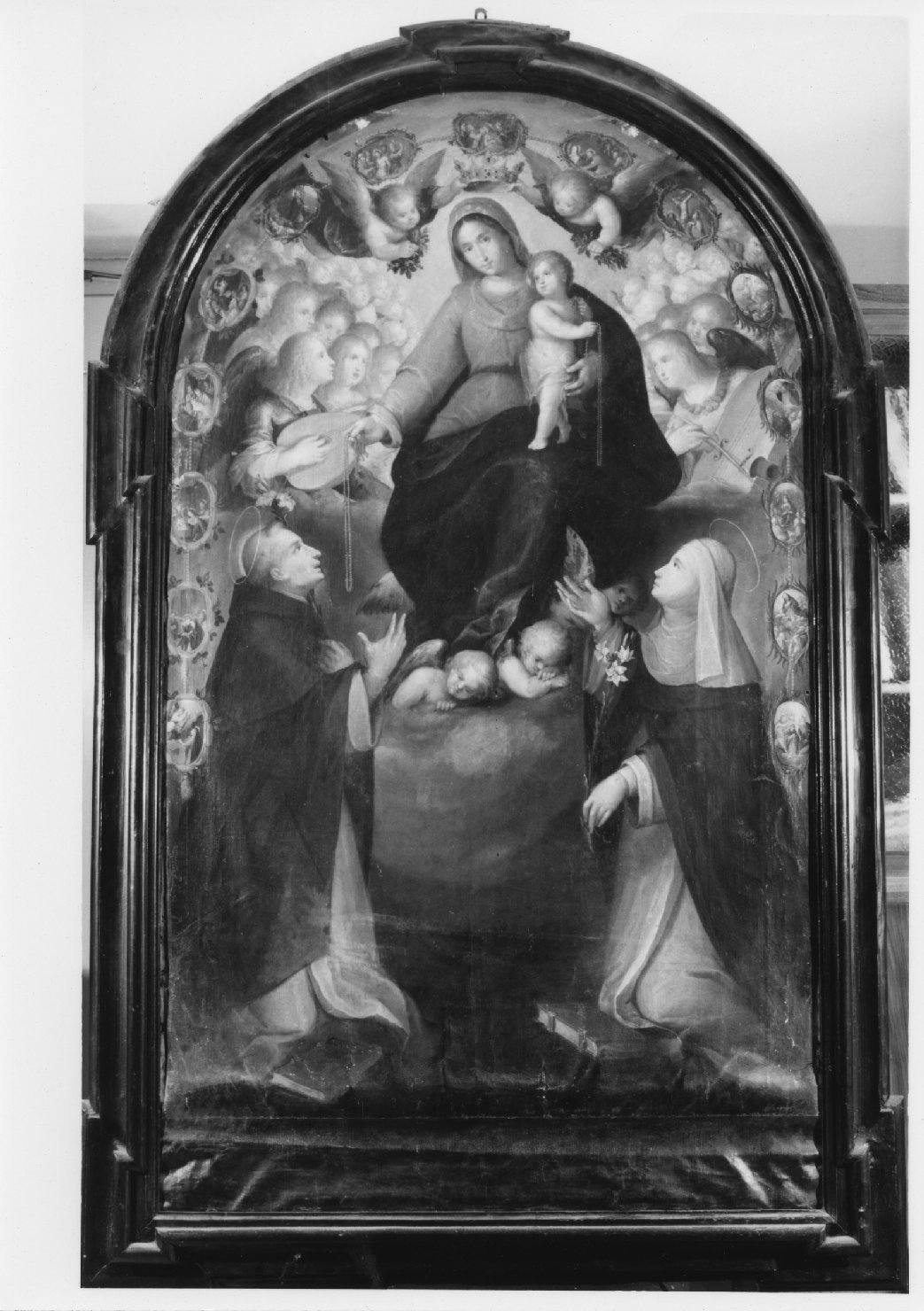 Madonna del Rosario tra San Domenico e Santa Caterina da Siena (dipinto) - ambito veneto (primo quarto sec. XVII)