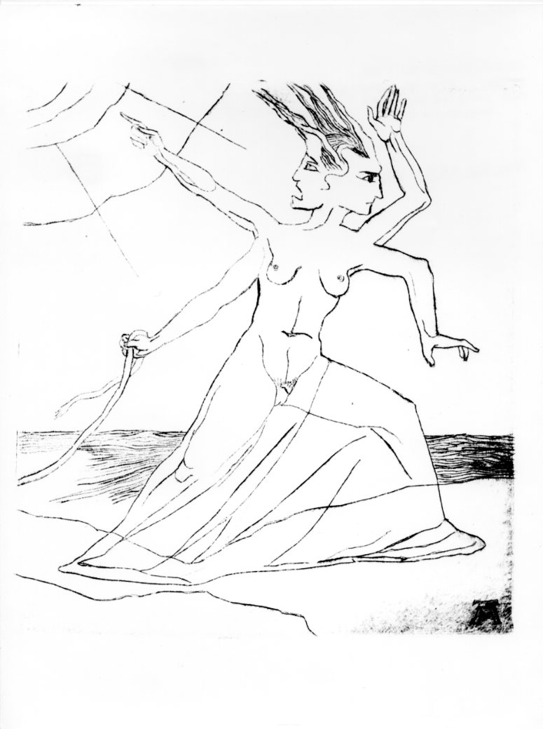 Nemesi, figura allegorica femminile: Nemesi (stampa) di Martini Alberto (sec. XX)