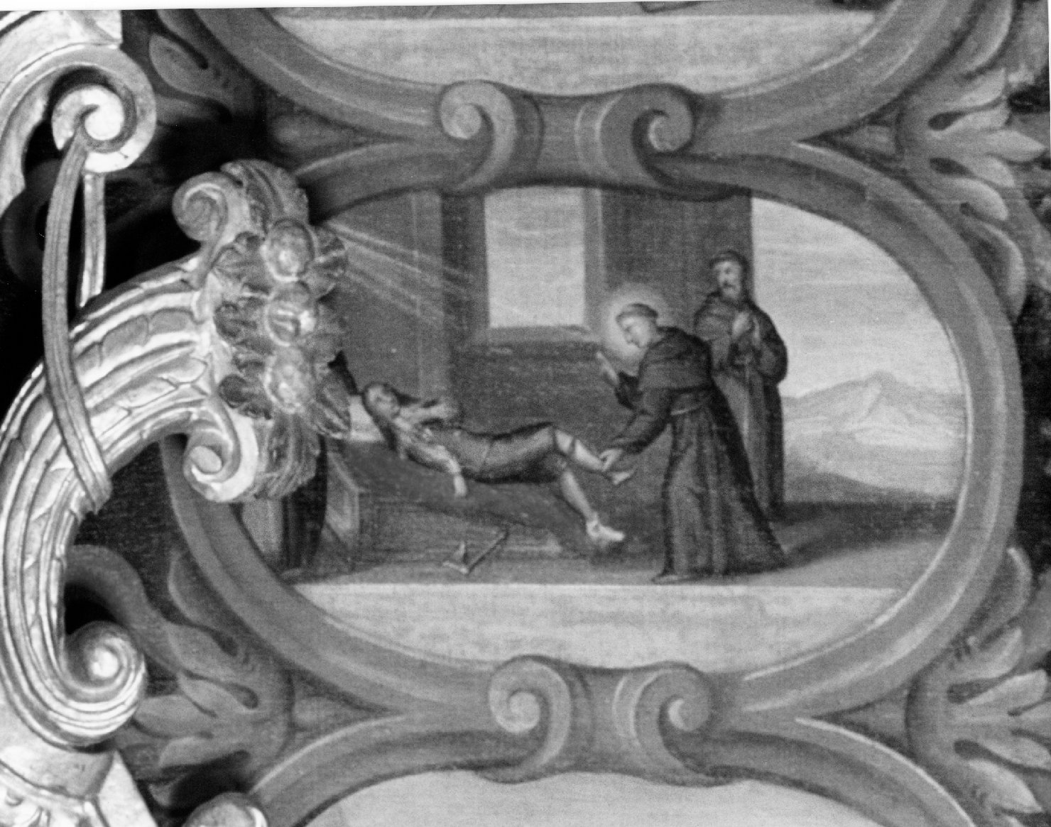 Sant' Antonio da Padova guarisce un figlio furioso (dipinto, ciclo) - ambito veneto (sec. XVIII)