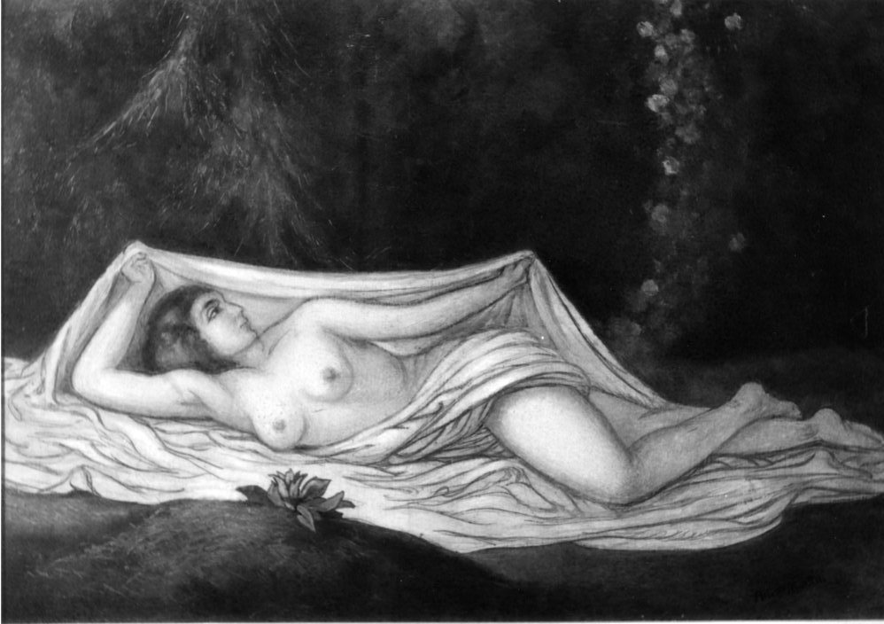 Le reveil de la belle, nudo femminile (dipinto) di Martini Alberto (sec. XX)