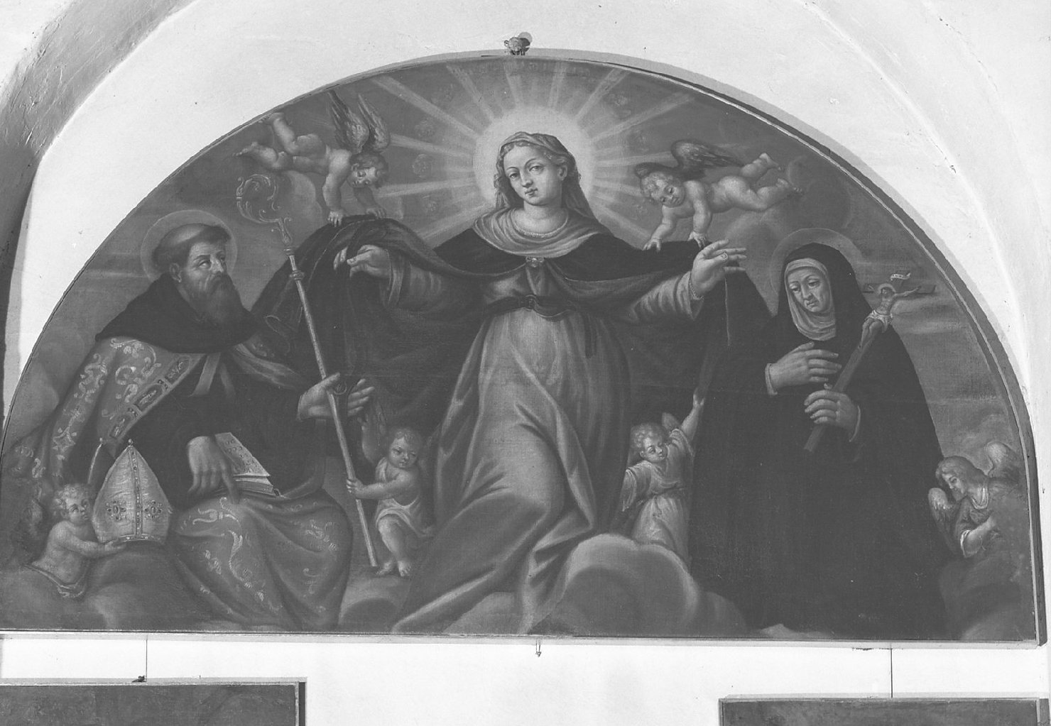Madonna della Cintura con Sant' Agostino e Santa Monica (dipinto) - ambito veneto (sec. XVII)
