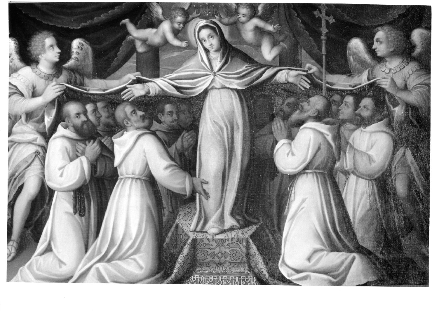 Madonna dei Battuti e confratelli della Fraglia dei Battuti (pala d'altare) di Frigimelica Francesco (inizio sec. XVII)