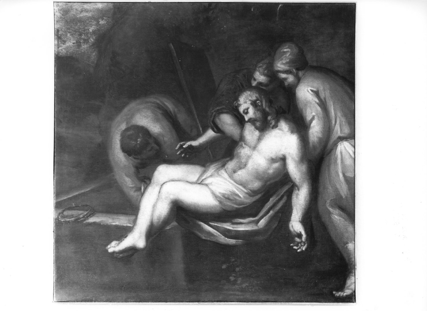 deposizione di Cristo nel sepolcro (dipinto) di Pellegrini Girolamo (attribuito) (sec. XVII)