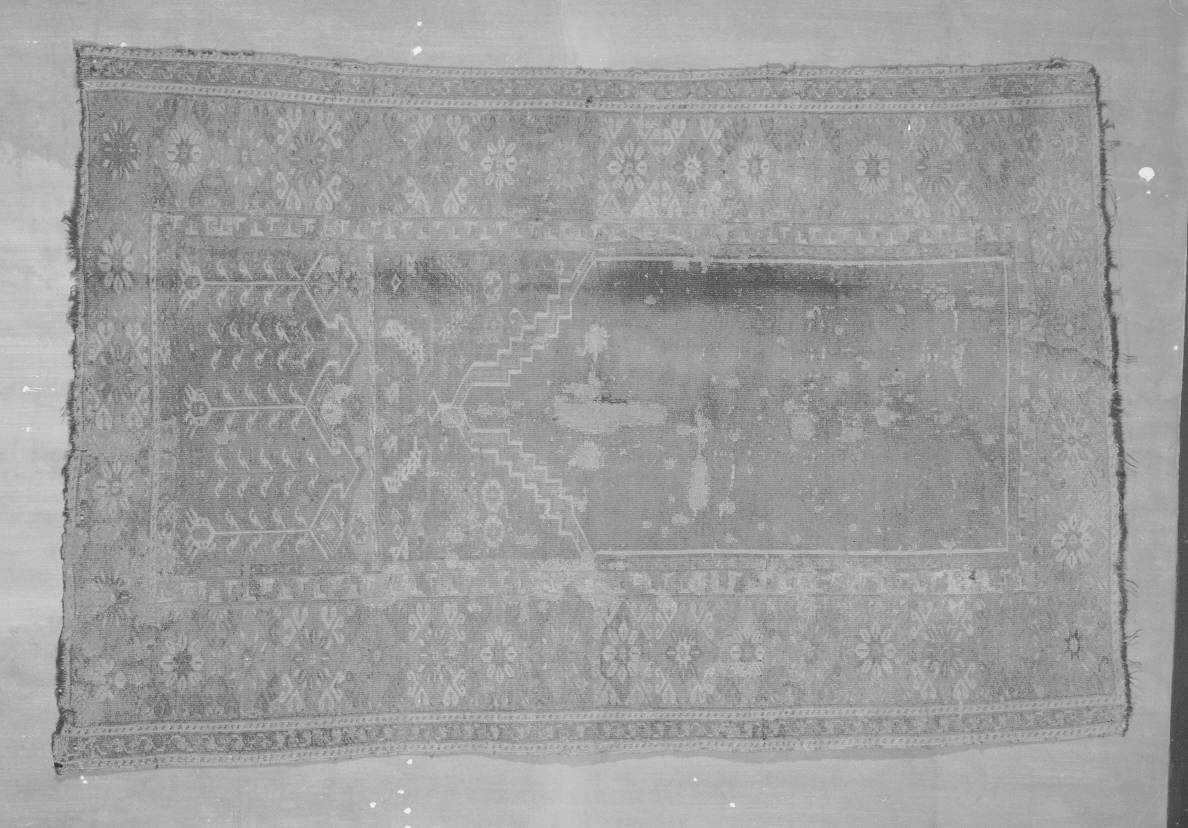 motivi decorativi geometrici e vegetali stilizzati (tappeto da preghiera, opera isolata) - manifattura Asia minore (sec. XVIII)