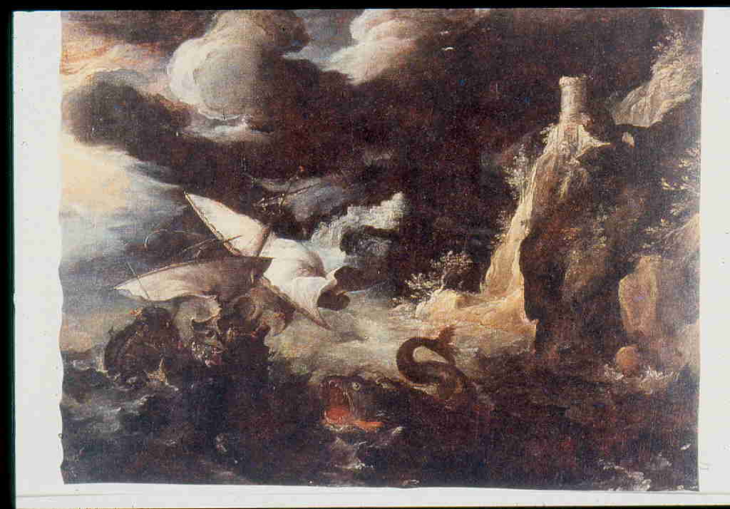 La Tempesta di Giona, Giona inghiottito dalla balena (dipinto, opera isolata) di Bril Paul (sec. XVI)