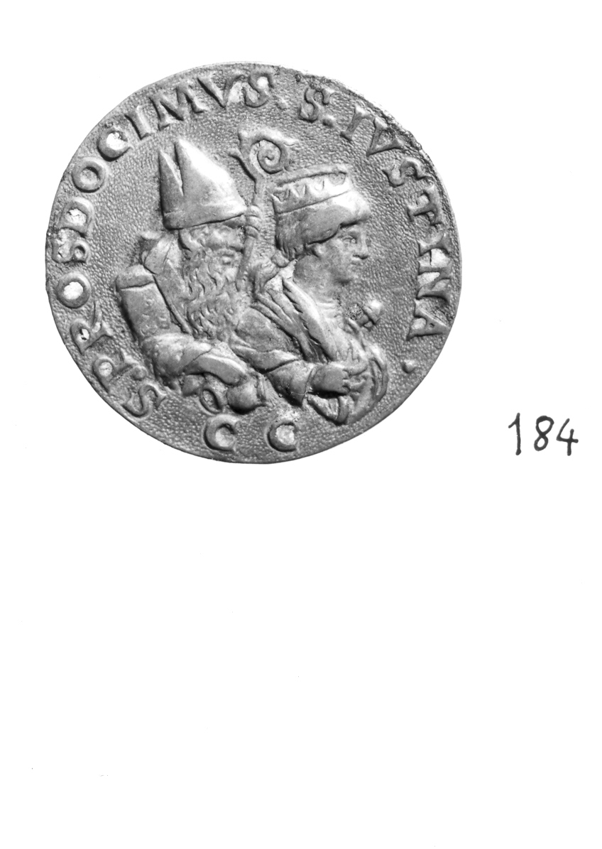 San Prosdocimo e Santa Giustina (medaglia) di Cagnoli Francesco (sec. XVI)