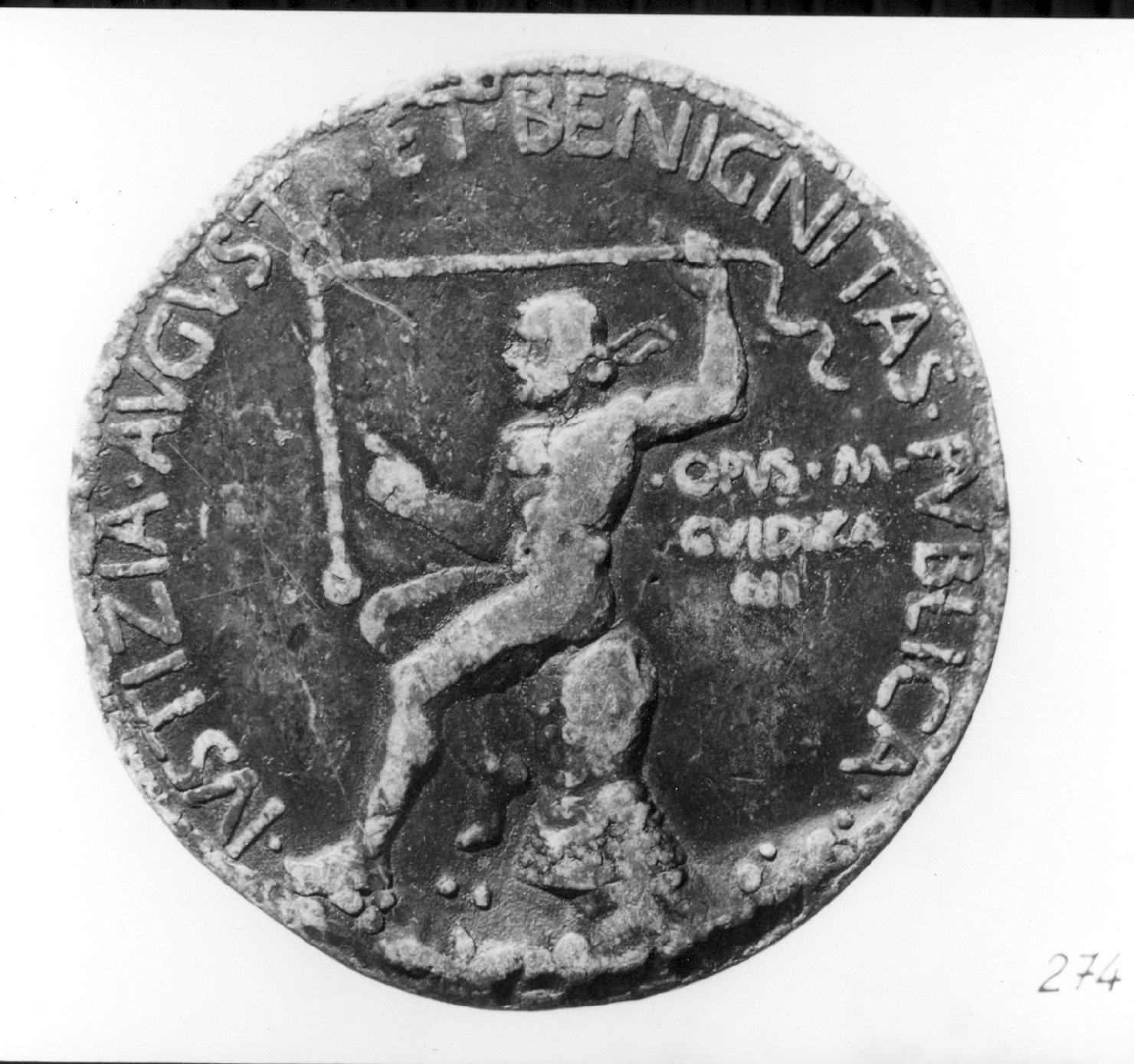 figura maschile (medaglia, elemento d'insieme) di Guidizzani M (sec. XV)