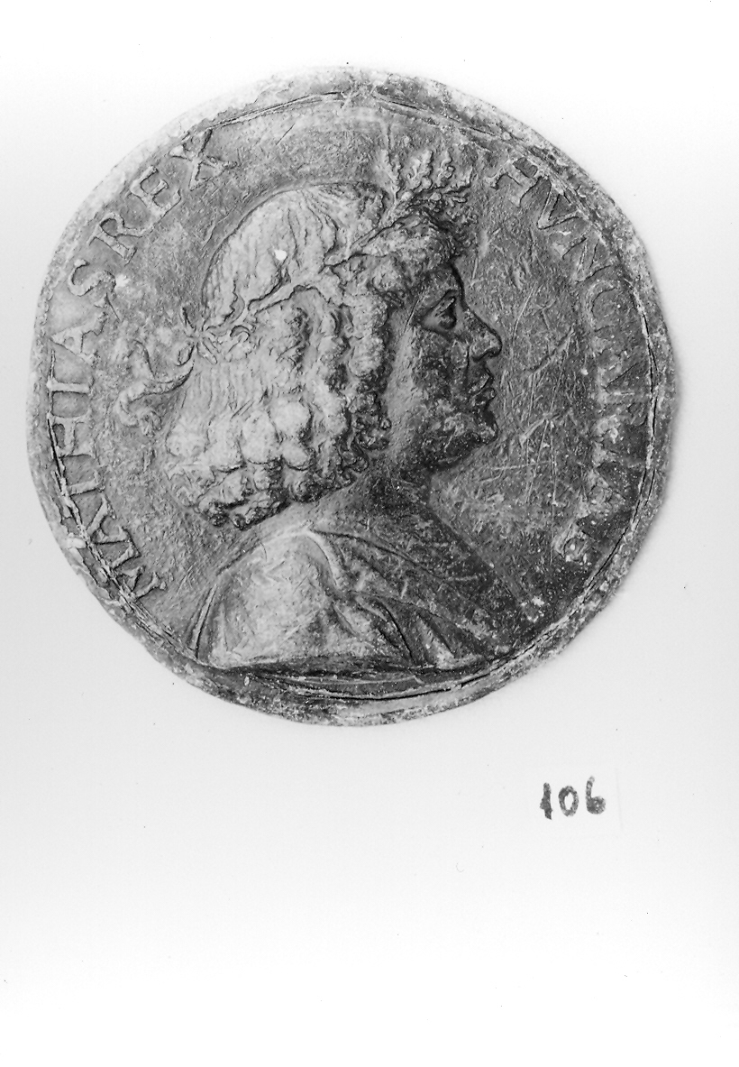 Mattia Corvino, ritratto d'uomo di profilo (medaglia, elemento d'insieme) - ambito ungherese (ultimo quarto sec. XV)