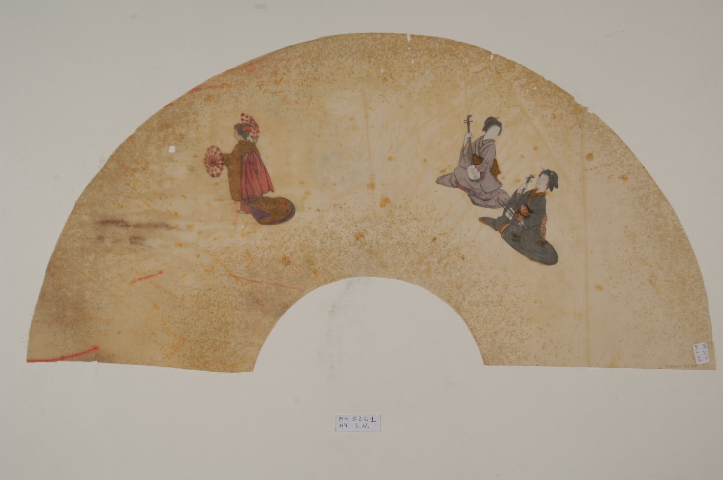 figure femminili (ventaglio, frammento) - ambito giapponese (secc. XVII/ XIX)