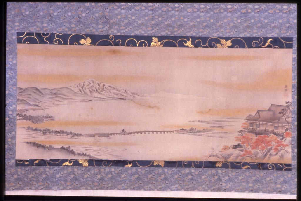 Veduta del lago Biwa, paesaggio lacustre (dipinto, opera isolata) di Maruyama Masataka (sec. XVIII)