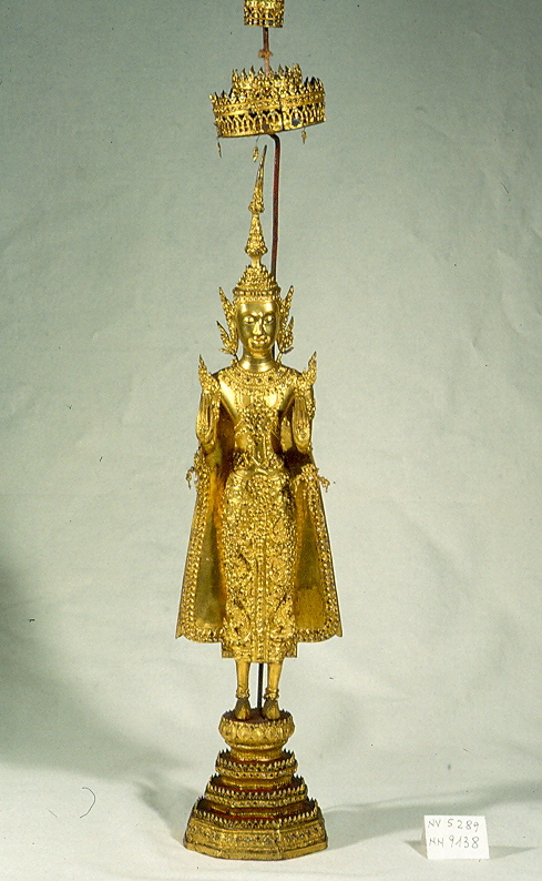 figura buddhista sotto baldacchino, Budda (statua, opera isolata) - ambito Asia sud-orientale (secc. XVII/ XIX)