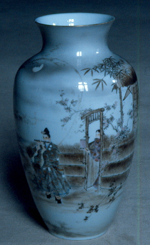 scena con suonatore di flauto (vaso) - ambito giapponese (sec. XIX)
