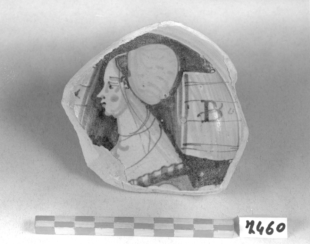 figura femminile (scodella, frammento) - produzione veneziana (secc. XVI/ XVII)