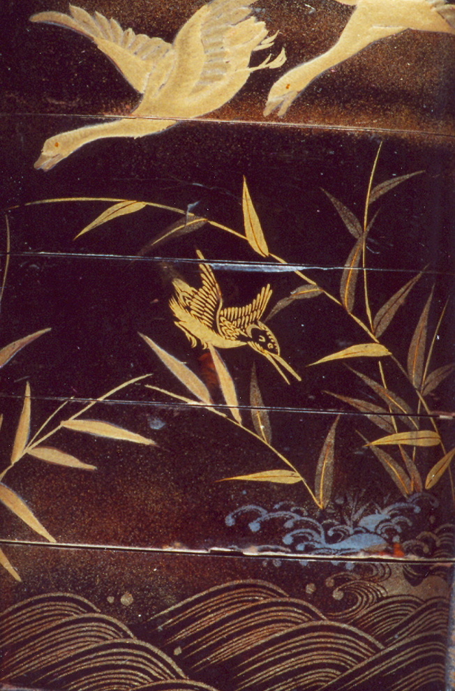 uccelli, bambù (inro, opera isolata) - ambito giapponese (secc. XVII/ XIX)
