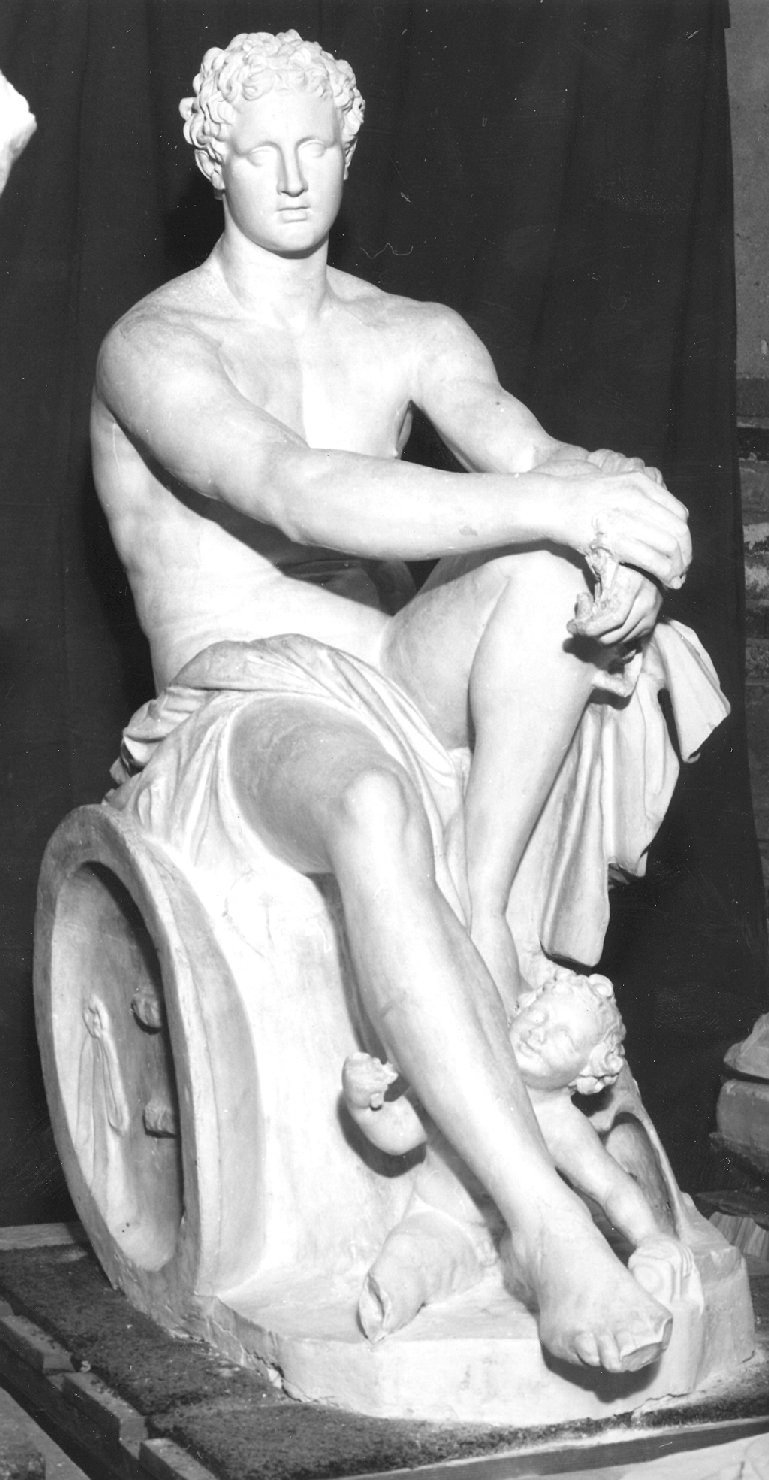 figura maschile seduta (calco di scultura, opera isolata) - ambito greco (sec. XIX)