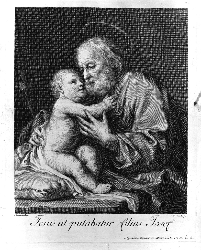 San Giuseppe e Gesù Bambino (stampa, stampa composita) di Wagner Joseph, Amigoni Jacopo (seconda metà sec. XVIII)